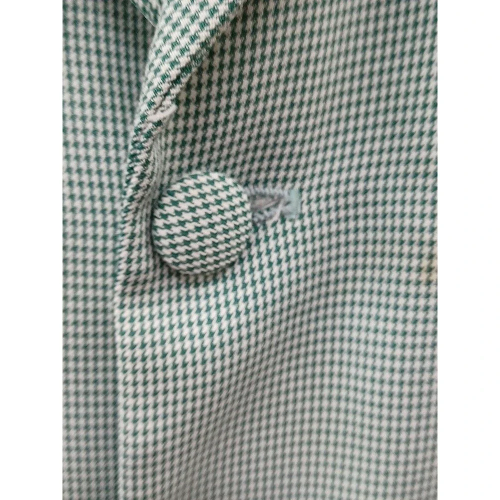 John Raphael Platinum Blazer Mens Green Houndstooth Sport Coat Sz 46R